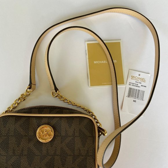 Michael Kors Mini Bag Crossbody Brown SM Purse Fulton - Picture 3 of 12